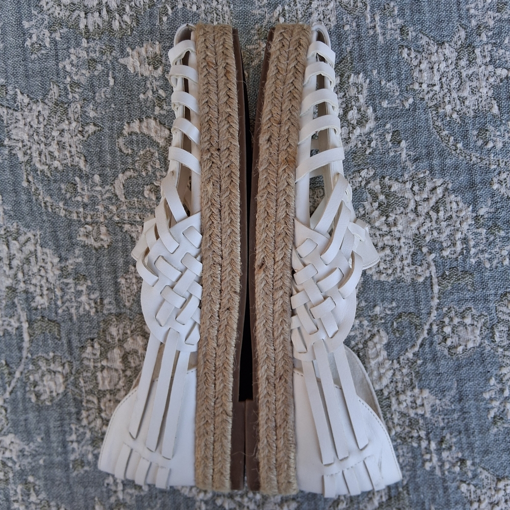 Sam & Libby ASHA White Woven Espadrille Flats Size 8 Fisherman Sandals Boho - Picture 7 of 9